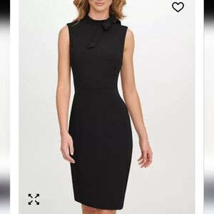 Calvin Klein Black Midi Dress with Bow Detail